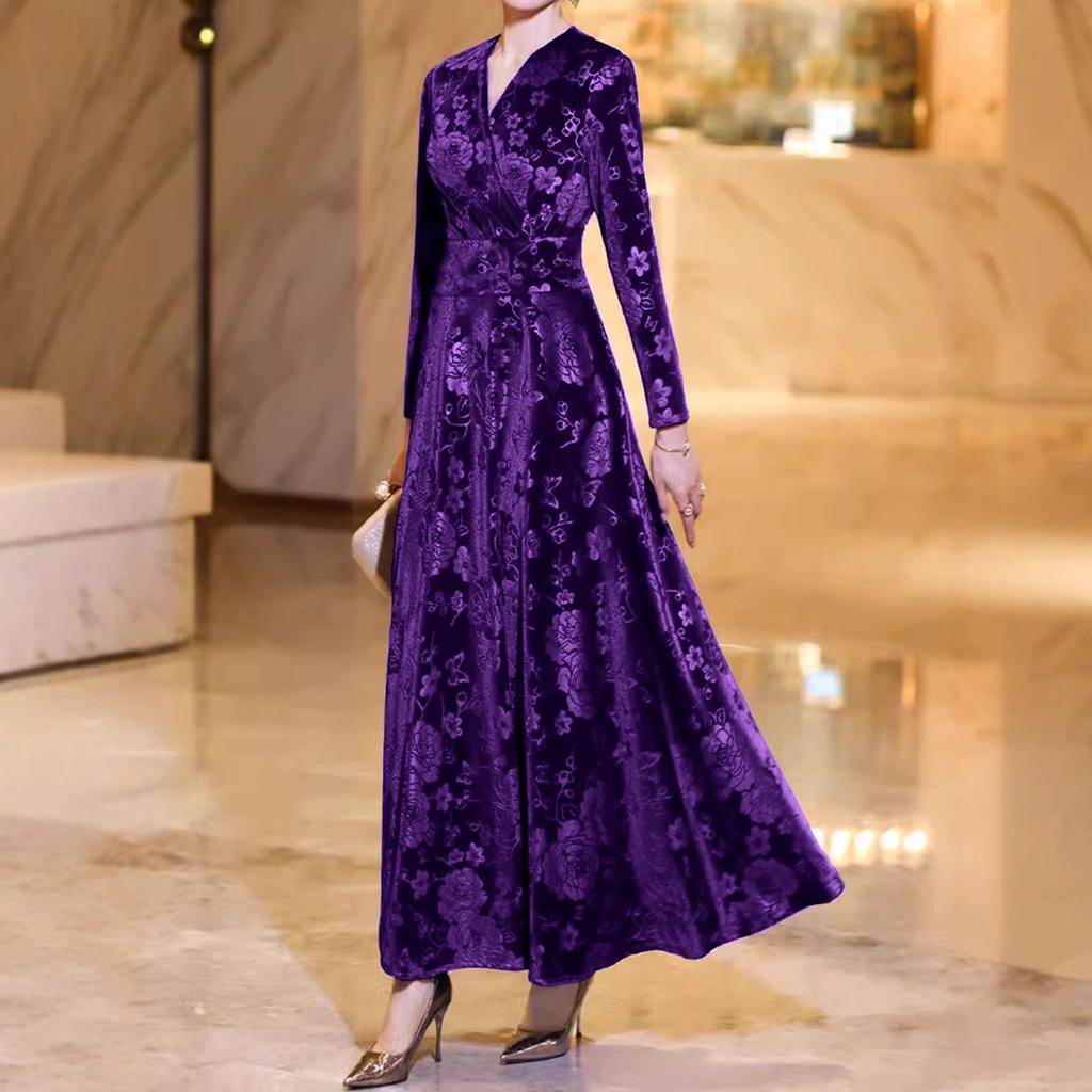 Новое осенне-зимнее элегантное бархатное платье во французском стиле высокого класса