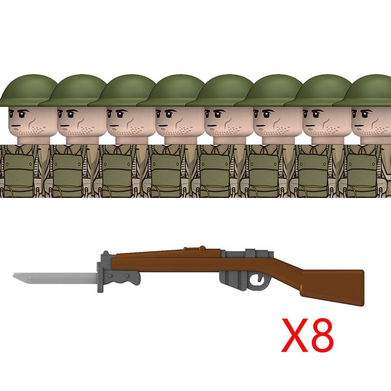 Нетоксичные Moc WW2 Британские Военные Солдаты Строительные Блоки Военно-Воздушные Силы Армия Пехота Шлемы Оружие Аксессуары для Оружия Кирпичи Игрушки Детский Подарок