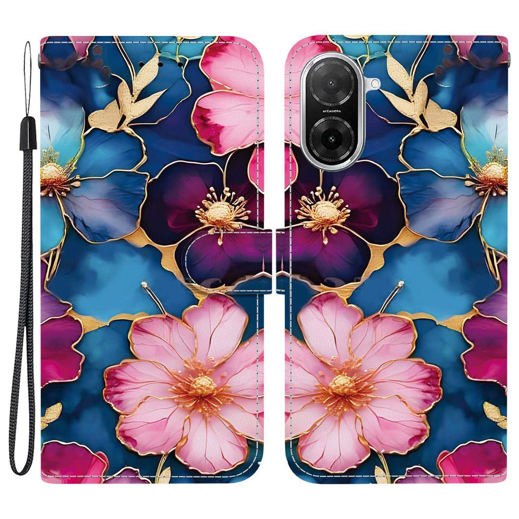 For Xiaomi Redmi A5 4G (171.7mm)/Poco C71 4G Wallet Case Pattern Printing Leather Stand Phone Cover with Strap