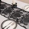 Halloween Black Lace Table Runner Skull Design Soft Fabric Holiday Party Decor Dining Table Decoration Gothic Decor Home Decor