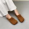 Genuine Leather Soft Soled Loafers Retro Versatile Square Toe Flat Comfortable Women's Shoes