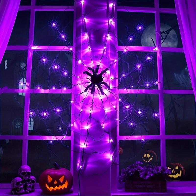 Halloween Glowing Spider Web Lights Outdoor Indoor Decorative Lighting for Party Scene Setup Haunted House Yard Wall Decor Use