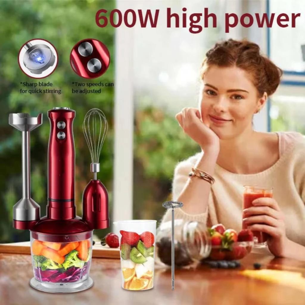 Houselin Hand Blender 600W,Button Variable Speed 5 In 1 Stick Blender,Emulsion Blender with Chopper, Whisk and Frother for Soup