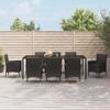 VidaXL 9-piece Garden Dining Set and Black Wicker Cushions, Dining Set, Outdoor Dining Set, 3187330