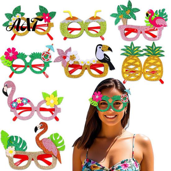 Summer Party Sunglasses Hawaiian Tropical Glasses, Glitter Felt Beach Pool Eyeglasses, Accessories Ocean Luau Style Eyewear for Photo Booth