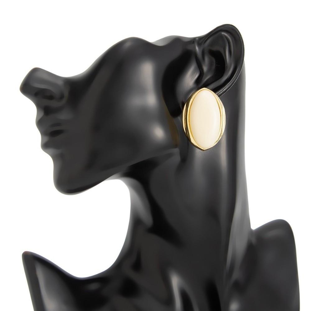 Simple Oval Resin Finger Ring Elegant Style Light Luxury Retro Earrings Daily Wear