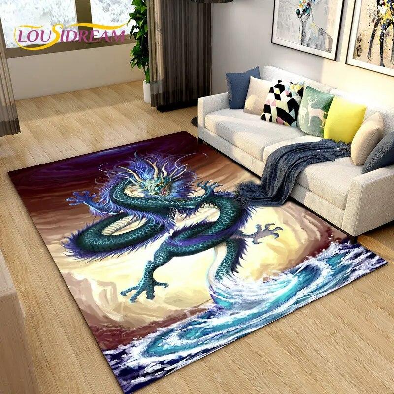 3D коврик с загадочным драконом, ковер для гостиной, спальни, дивана, коврик для украшения, детская игра, нескользящий напольный коврик