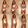 Stamping Fabric Swimsuit Reflective Gold Silver One-piece Sexy Bikini