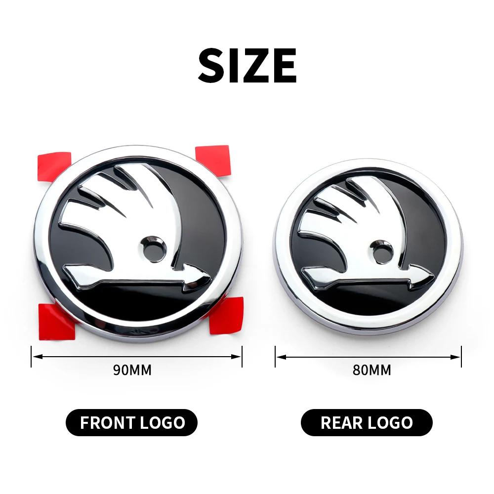 Car Sticker 2025 New 80mm 90mm ABS Emblem For Skoda Fabia 1 2 Octavia a7 RS Superb Rapid Yeti Karoq Vision Car Head Front Rear B
