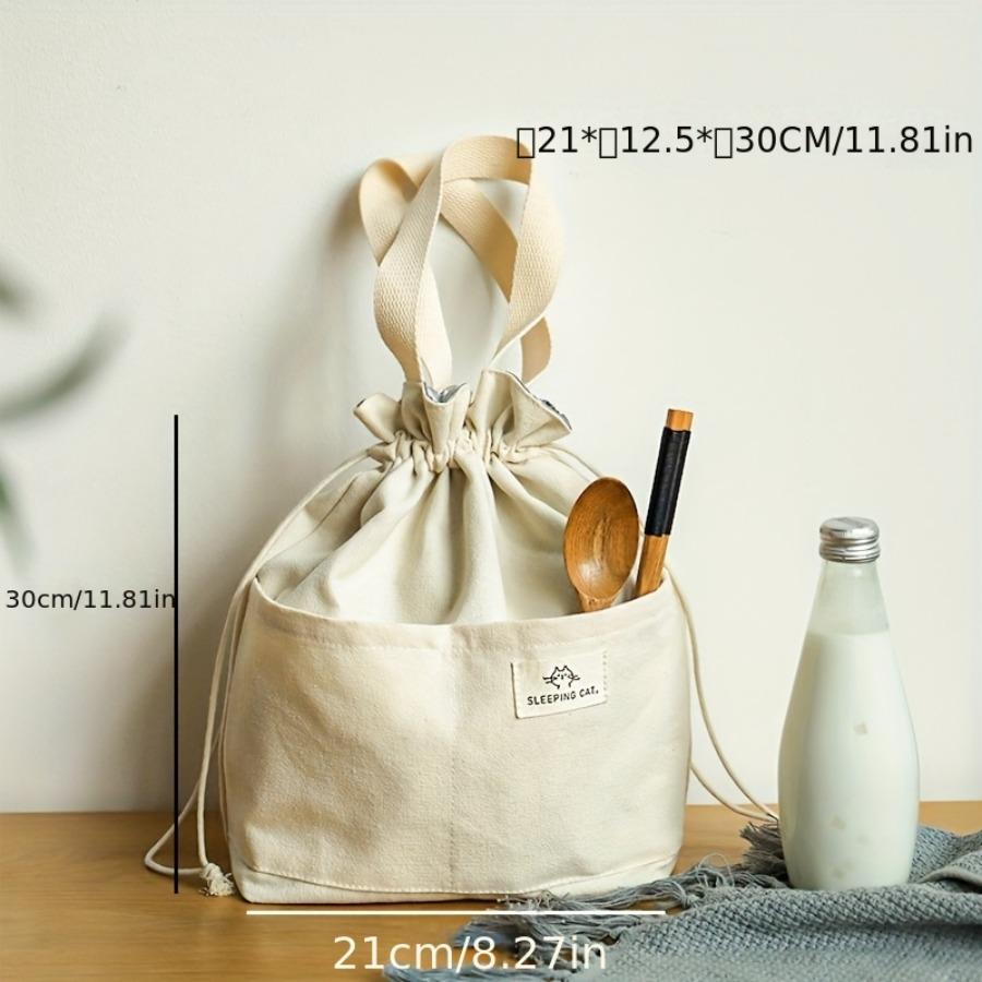 Изысканная холщовая сумка для ланча, стиль на завязках, пляжный аксессуар для улицы, принадлежности для пикника, походный мешочек, компактная и портативная, унисекс, направленный предмет