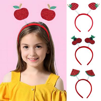 4 шт. повязки на голову с фруктовым декором, мультяшные арбуз, вишня, клубника, головной убор, весенний дизайн, обруч для волос, головной убор