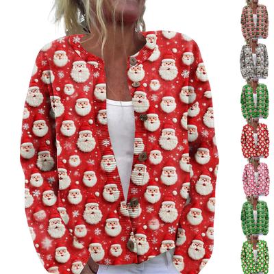 Женский рождественский свитер Милый забавный рождественский свитер Осень и зима Свитер с длинным рукавом вязаный