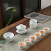 High White Porcelain Kung Fu Tea Set, Household Blue and White Ceramic Tea Maker, Cover Bowl Teacup, High-end Tea Set, Complete Set