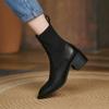 Женские ботильоны из коровьей кожи, вязаные ботинки с верхом, винтажные короткие сапоги на толстом каблуке