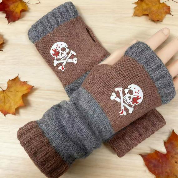 Женские осенне-зимние модные вязаные вышитые перчатки