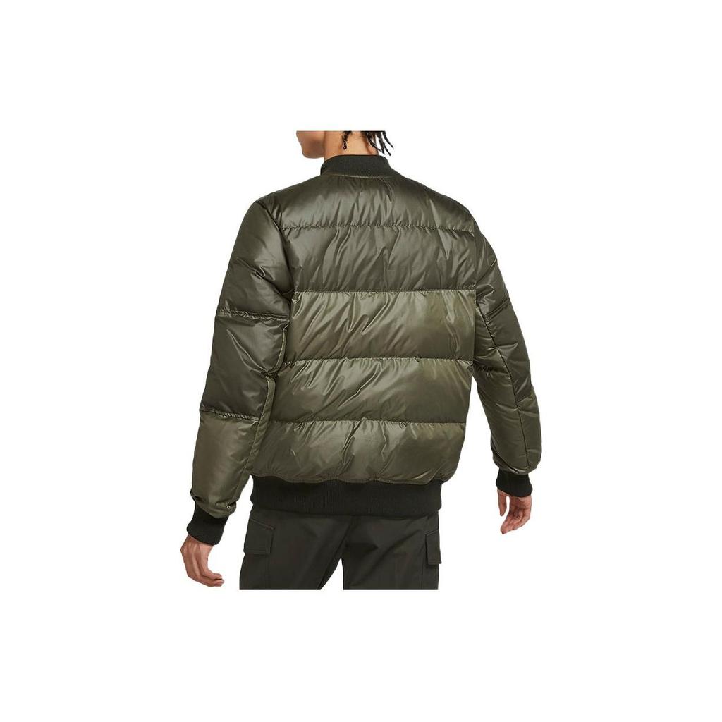 Nike Solid Color Logo Zip-Up Down Jacket Men Outerwear Green DV4275-380