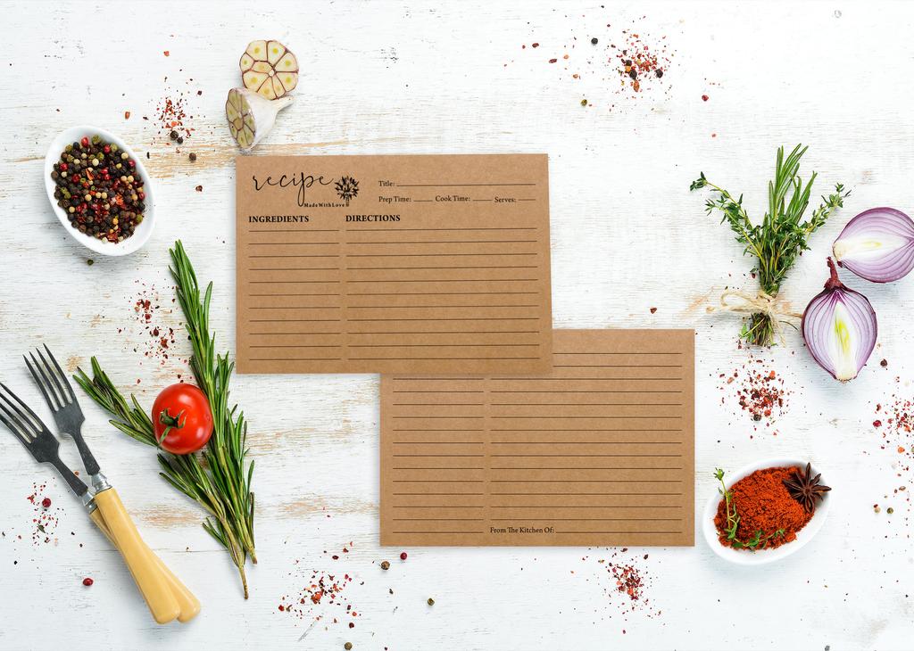 Inkdotpot Карточки с рецептами 4x6 дюймов (Набор из 50) , Толстые двухсторонние карточки премиум-класса - белые карточки для заметок с рецептами в современном стиле