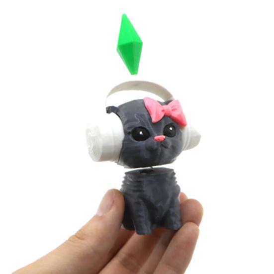 Милая статуэтка кошки 3D-печать, кошка с качающейся головой на пружине для приборной панели автомобиля, домашнего офиса, рабочего стола, коллекционный животный орнамент для игры