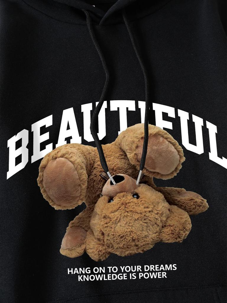 Women's Fleece-Lined Hoodie - Thick, Printed, Loose Pullover for Spring and Autumn