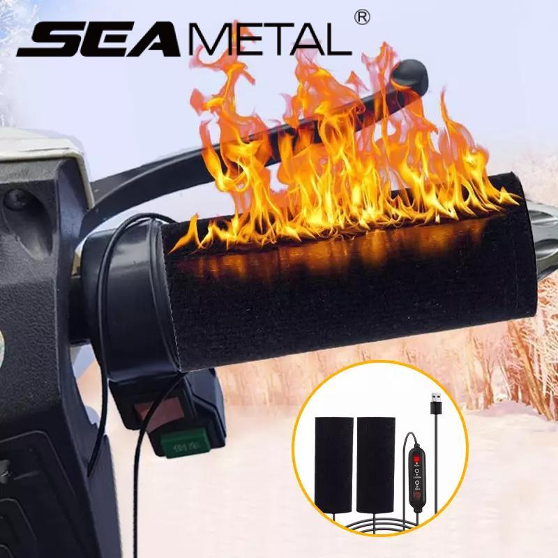SEAMETAL 12V 3-Gear Motorcycle Heated Hand Grips Waterproof Thermal E-bike ATV Handlebar Heater Warmer Kit Motorcycle Accessories