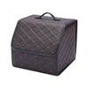 Collapsible Car Trunk Storage Case Cube PU Leather Grid Organizer Box with Lid for Tools Food Breakdown Travel Tidy Bin