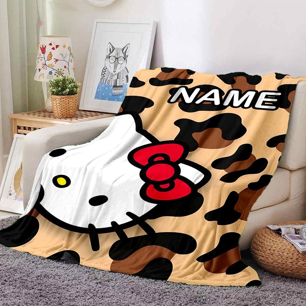 Customizable HelloKitty9 Throw Blanket – Personalized Name, All-Season Cozy Snug Blanket, Machine Washable, Personalized Blanket