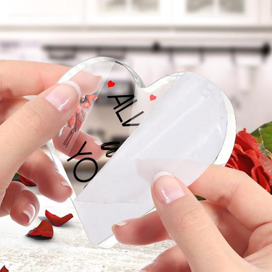 Прозрачный акриловый сердечный орнамент, настольный декор, напечатанный прозрачный акриловый блок, отдельно стоящее сердце