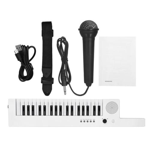 Professional 37-Key Electronic Keyboard Piano with Guitar-Style Shoulder Strap, Mini Microphone, and Audio Headphones