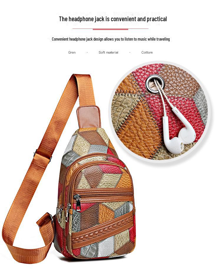 Модная женская универсальная сумка через плечо и на грудь - стильный контрастный кожаный маленький рюкзак