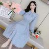 Beautiful Fashion Spring Autumn Women Long Sleeve Dress Retro Collar Casual Slim Dresses Floral Printing Chiffon Sexy