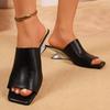 Square Toe Open Toe Kitten Heel Flip Slippers Summer New Anti-slip Wear-resistant Special Heel Slippers