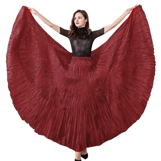 Women Maxi Skirt Elastic High Waist Super Large Pendulum Design Long Skirt Pleated Dance Skirt Party Wear