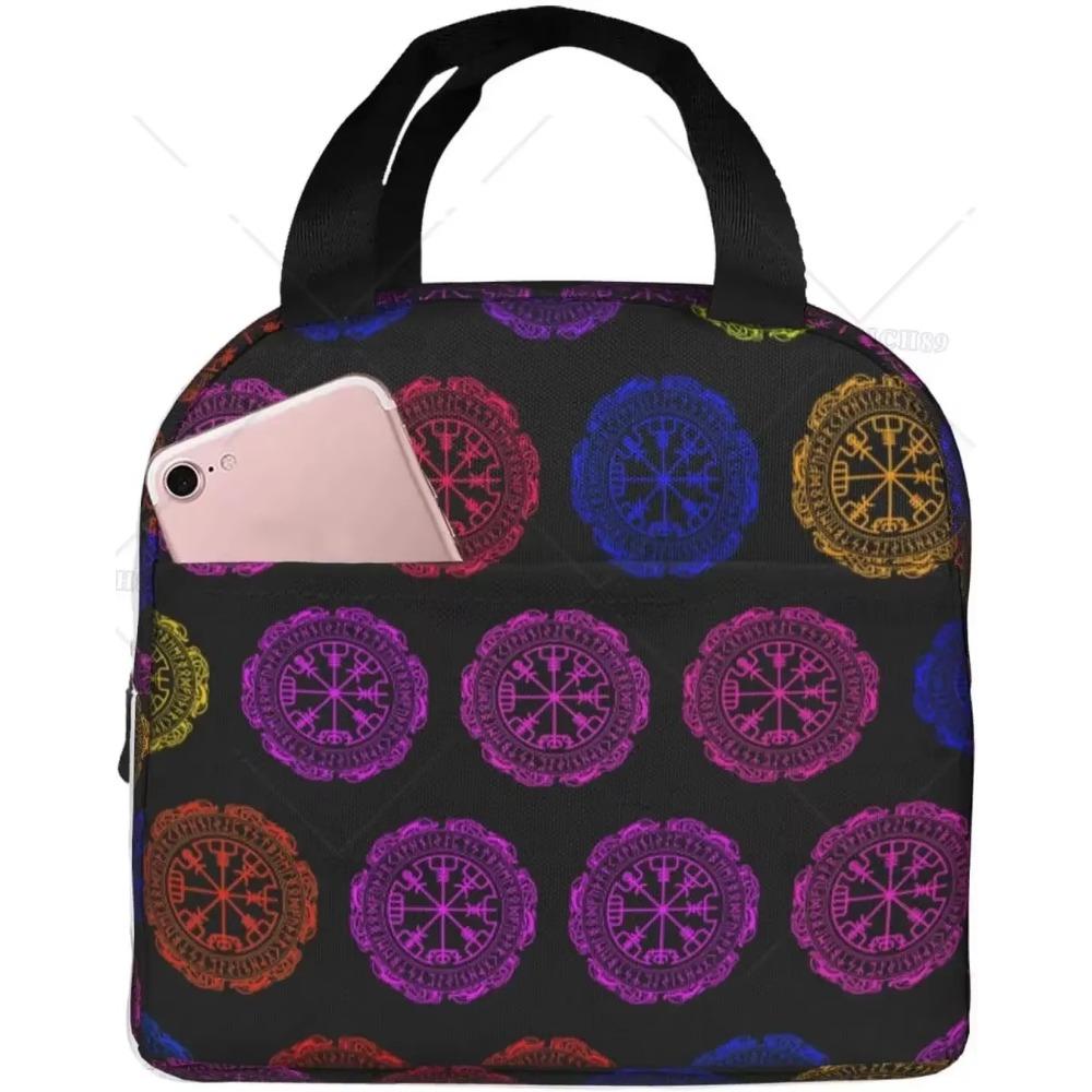 Mandala Boho Crescent Moon Sun Dreamcatcher Lunch Bag Waterproof Portable Tote Bag for Fashion Lunch Box with Zip Closure