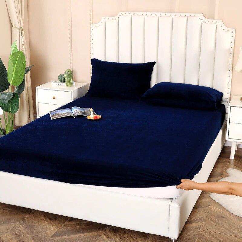 Регулируемая простыня из молочного бархата 135x190, простыня на резинке, 160x200, сплошной цвет, для зимней спальни