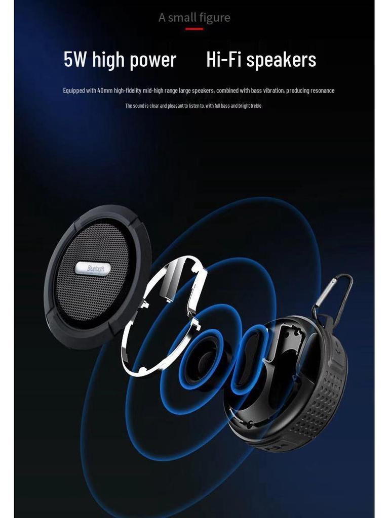 Водонепроницаемая Bluetooth-колонка C6: Портативный, Присоска, Беспроводной, Для улицы, Звонки hands-free, Подвесная пряжка