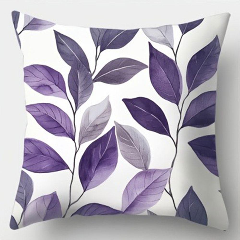 Light Purple Lavender Style Pattern Home Decor Pillowcase Living Room Sofa Polyester Cushion Cover With Zipper