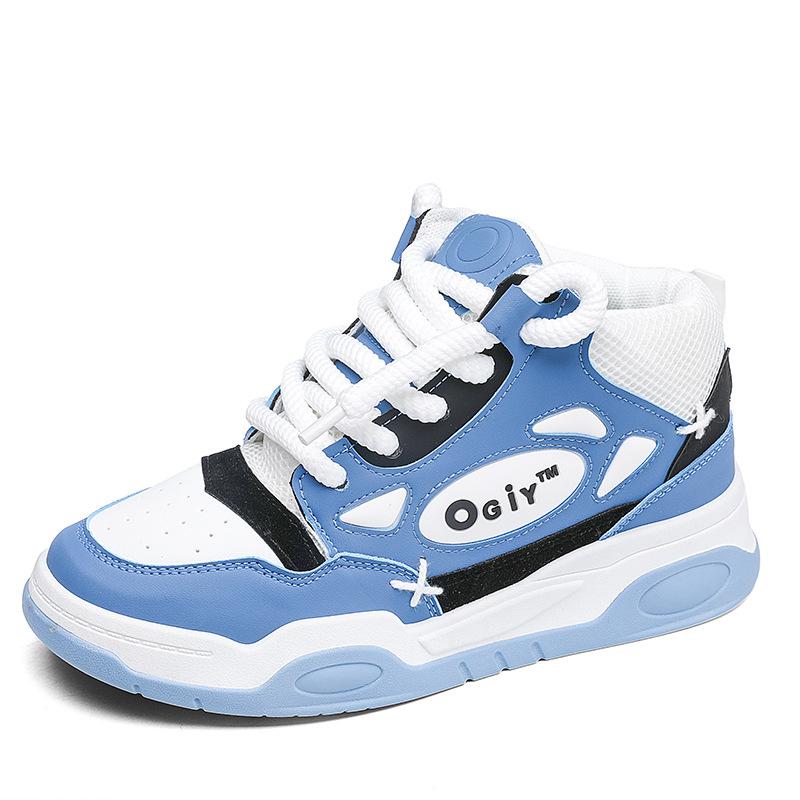 New Winter Platform Skateboarding Shoes Man Fashion High Top Casual Leather Sneakers Men Streetwear Blue Men's Skateboard Shoes