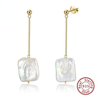 Серьги из стерлингового серебра S925 пробы, серьги с натуральным пресноводным жемчугом в стиле барокко, золото