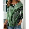 Женская футболка Топы Графический Абстрактный принт Длинный рукав Повседневная Мода на выходные Круглый вырез Стандартный крой Весна и Лето