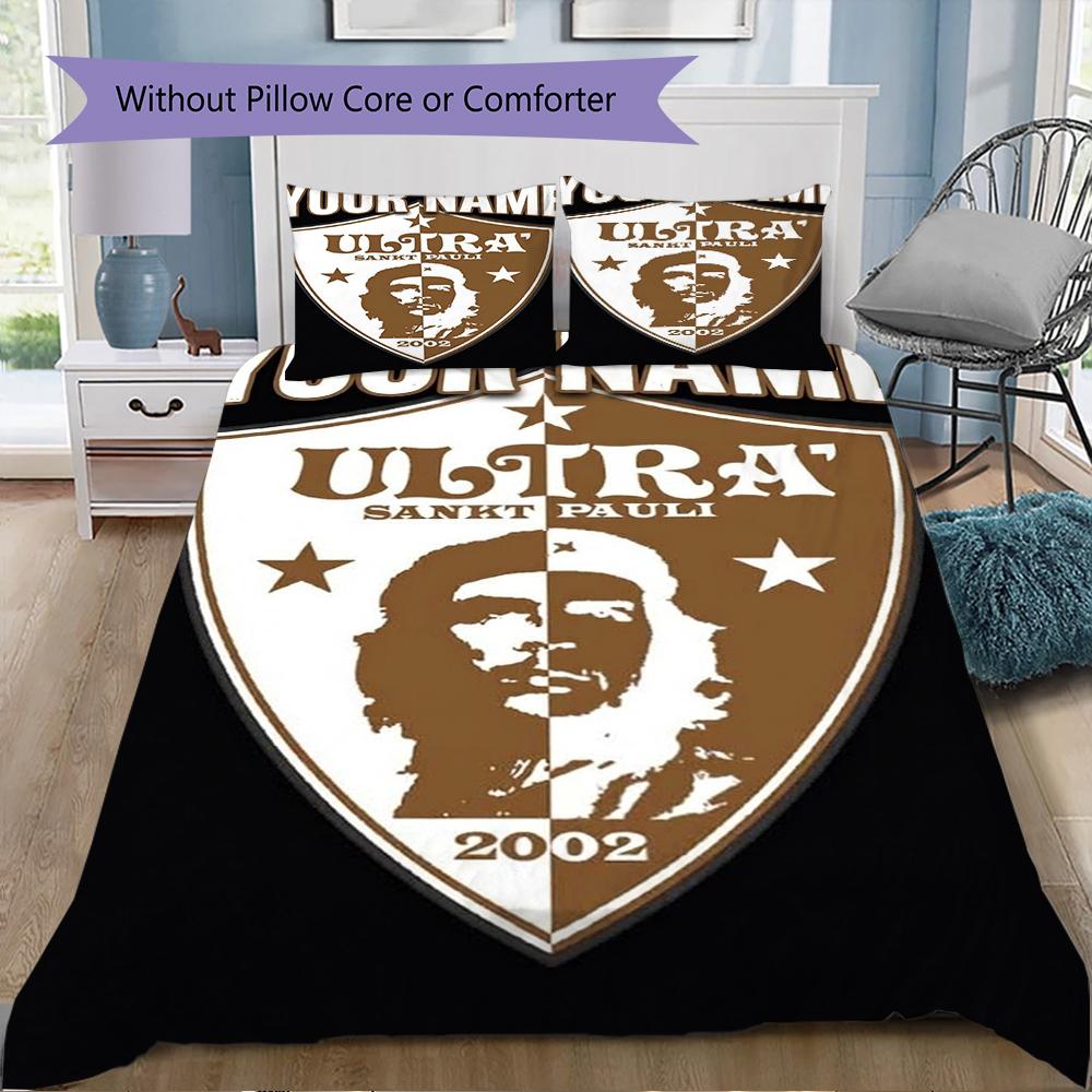 Custom Name FC St. Pauli Pattern Bedding uilt Set uilt Cover Pillowcase Home Decoration Birthday Gift (1*duvet cover+2*pillowcase without core)
