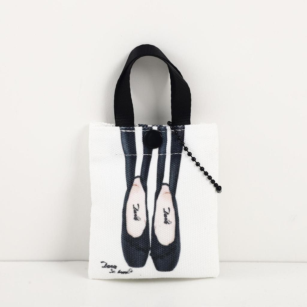 Мини-холщовая сумка для хранения наушников и мелких предметов в балетном стиле с подвеской