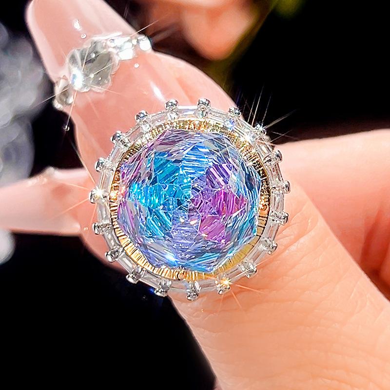 Ювелирные изделия Медное основание Золотое покрытие Имитация Тысячелетия Постепенное изменение цвета Круглый набор Главный камень 14-10 мм