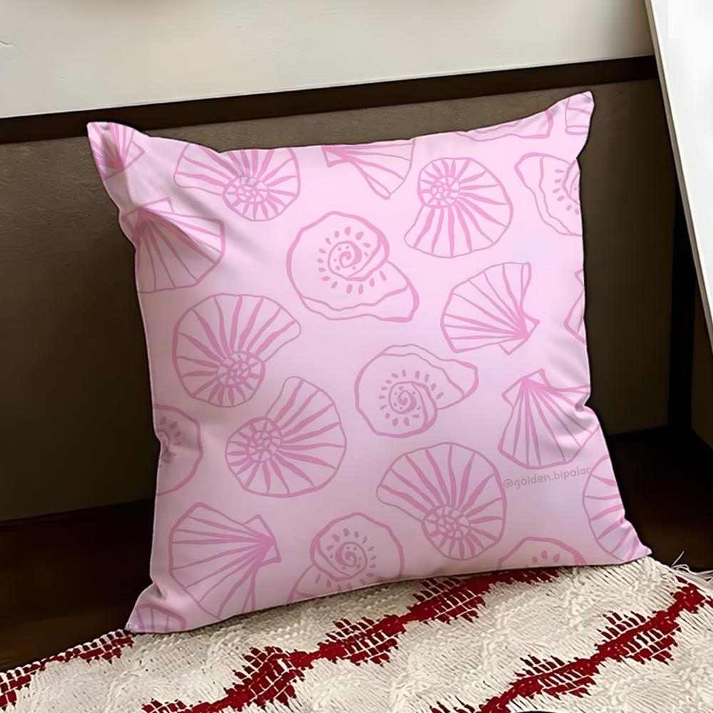 Coral Seashell Pattern Cushion Cover Reversible Soft Durable Pillow Cover Home Car MultiScene Use for Daily Comfort