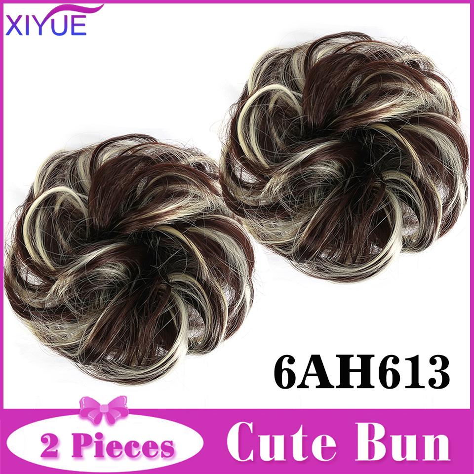 2 шт., грязный пучок для волос, заколка для наращивания волос, вьющиеся волосы, пончик, искусственные волосы, шиньон, синтетические волосы, грязный шиньон для женщин, свадьба