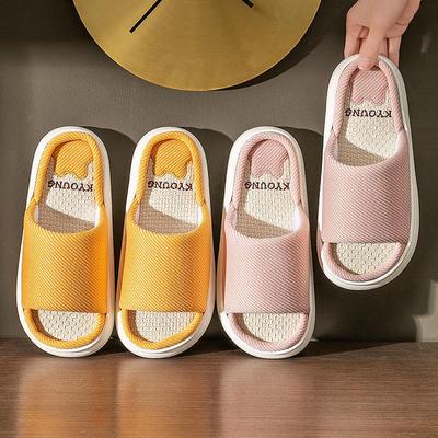 Унисекс всесезонные нескользящие бесшумные домашние тапочки из хлопка и льна