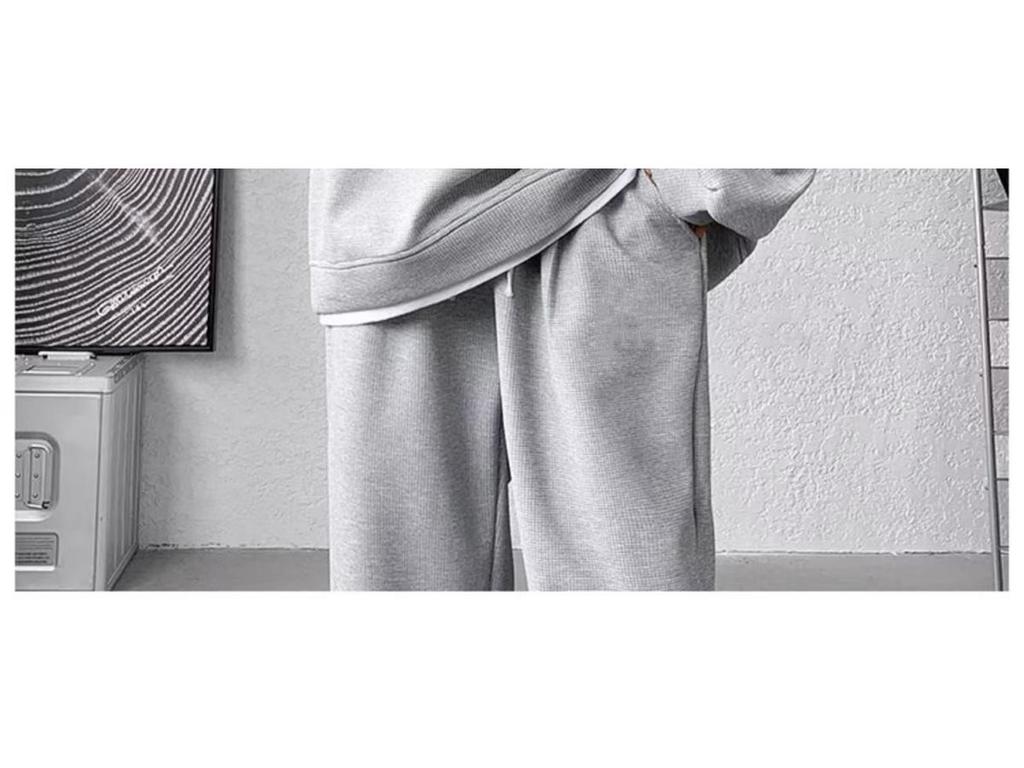 Мужской комплект из вафельной толстовки и спортивных штанов весна/осень - большой размер, молодежная спортивная одежда