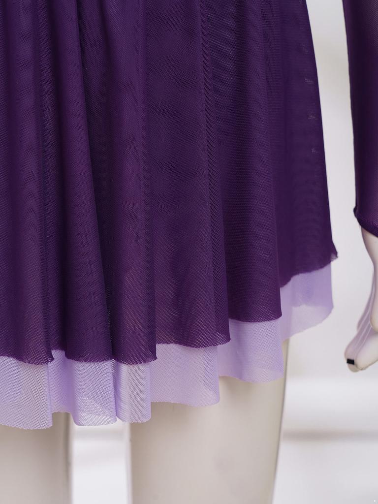 Детское танцевальное платье в стиле пэчворк для девочек, сверкающие стразы, прозрачная сетка, длинные рукава, элегантная замочная скважина сзади, одежда для выступлений