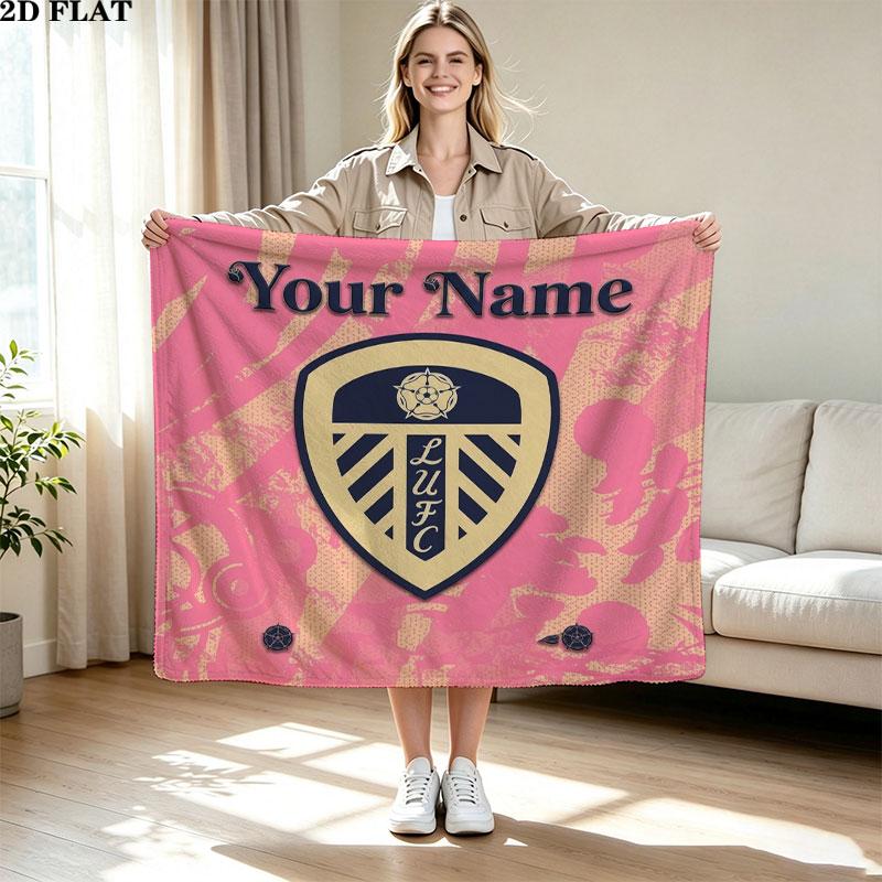 1PC Leeds United Custom Name Patterned Flannel Blanket Suitable For All Seasons for Home Decor Warmth and Comfort Gifts Holiday Present