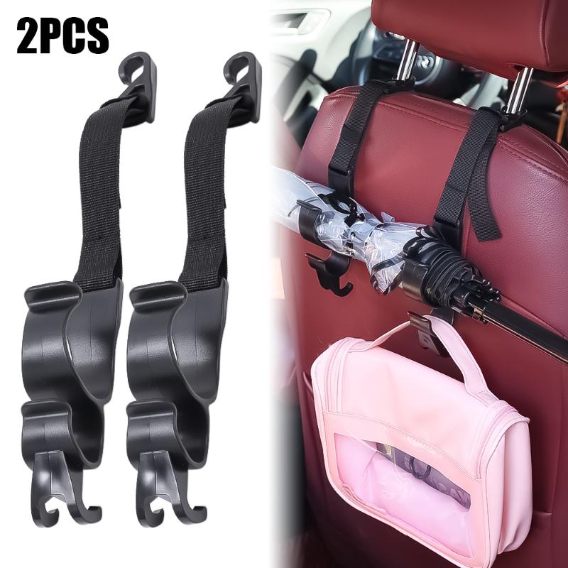 2pcs Car Back Seat Hook Umbrella Holder Seat Back Storage Multi-function Rear Seat Headrest Hanging Hook Auto Interior Organizer