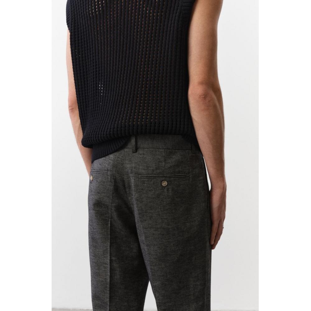 Брюки HM Linen Blend Tailored Regular Fit Темно-серые